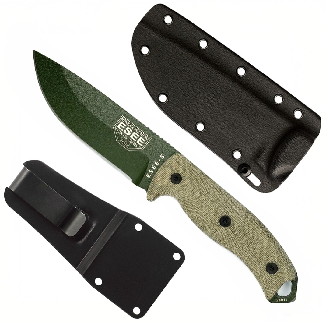 ESEE-5 OD Green Blade Fixed Survival Knife w/ Green Micarta | SKU 5POD-017