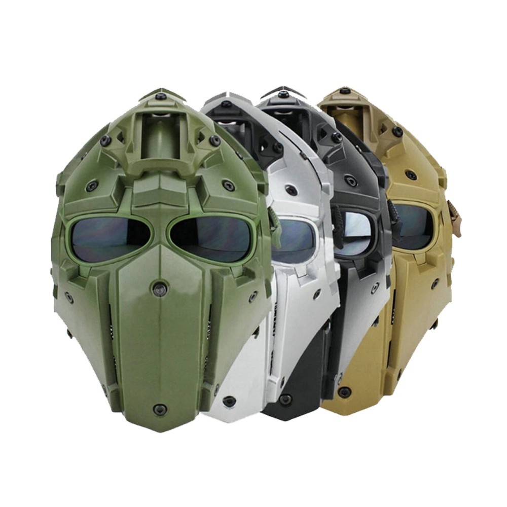 Tactical Helmet CF Game Full Face Goggle Mask Airsoft Hunting Protective 5 Lens