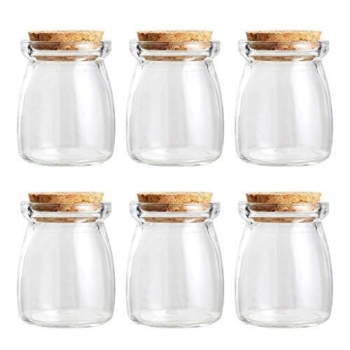 Decorative Glass Bottles With Cork Stopper 3.3 Oz. Pudding Bottles / 6 Pcs
