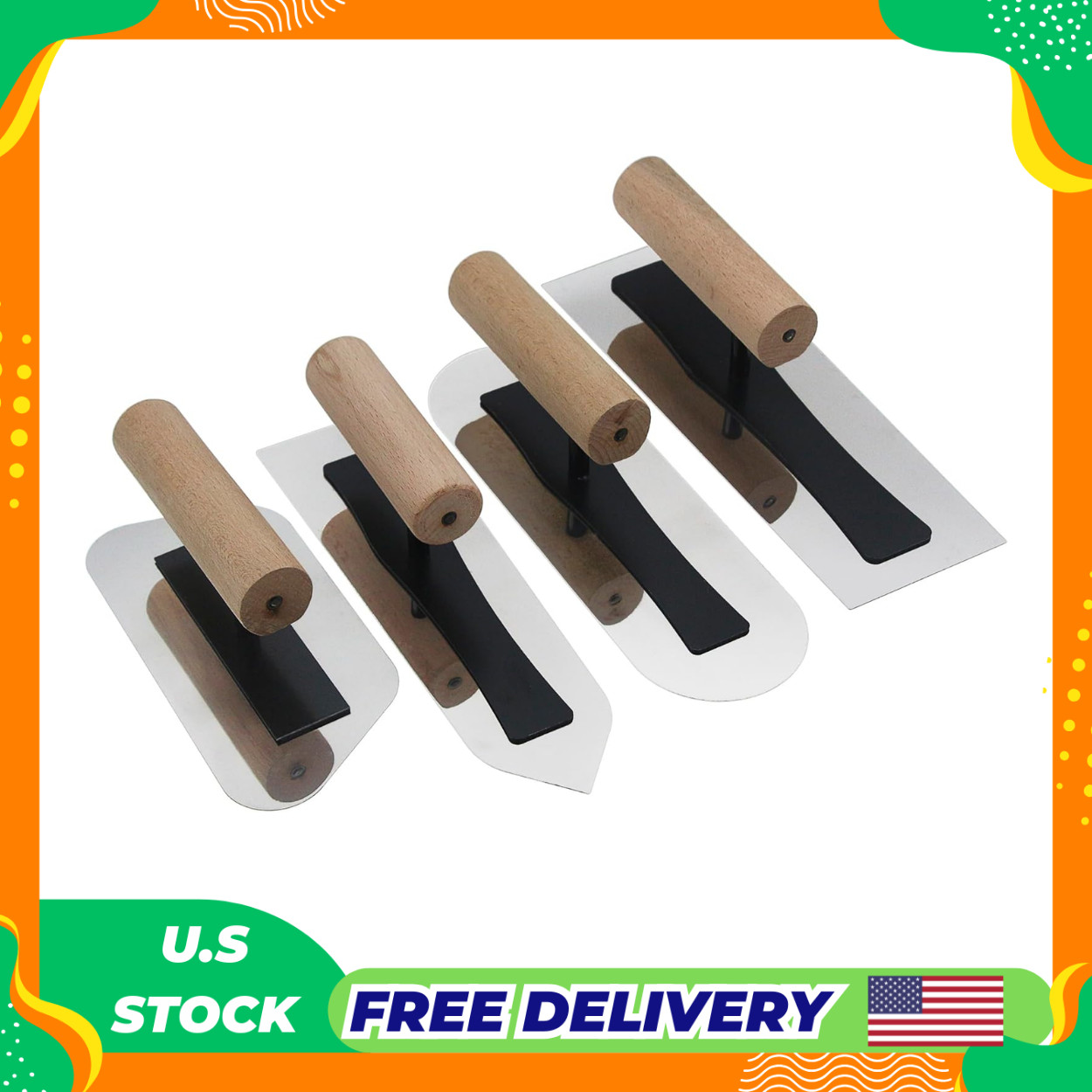 Japanese Venetian Plaster Finishing Trowel Set 4 PC Stainless Steel Art Paint Pl