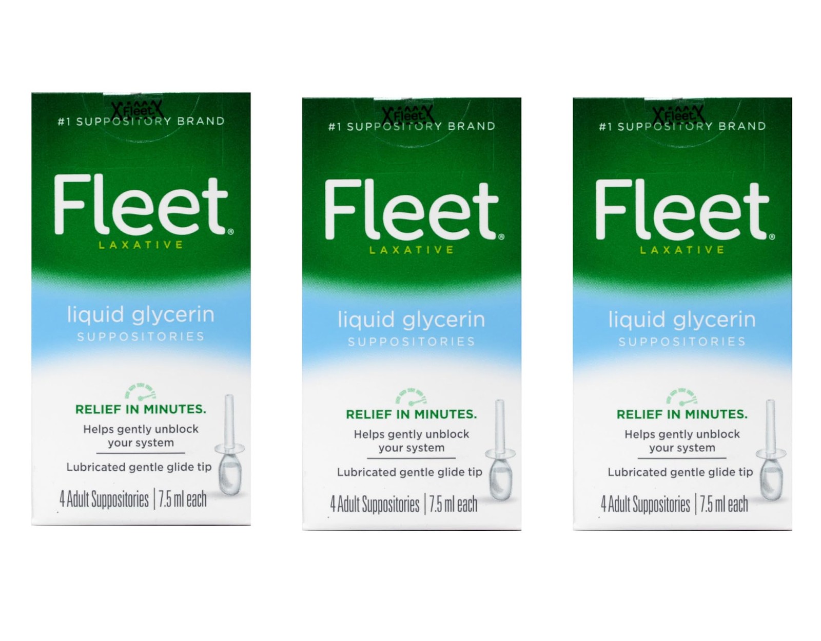 Fleet Liquid Glycerin Suppositories 4 Each (Pack of 3)