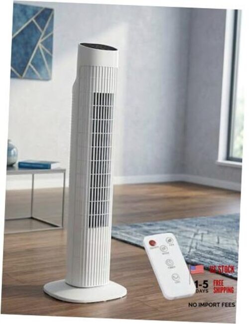 Tower Fan for Bedroom, 120° Oscillating Standing Fan with Quiet Sleep White