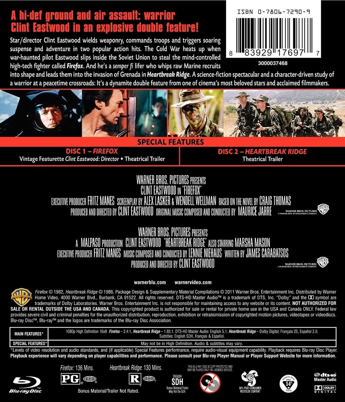 Firefox / Heartbreak Ridge Blu-ray NEW