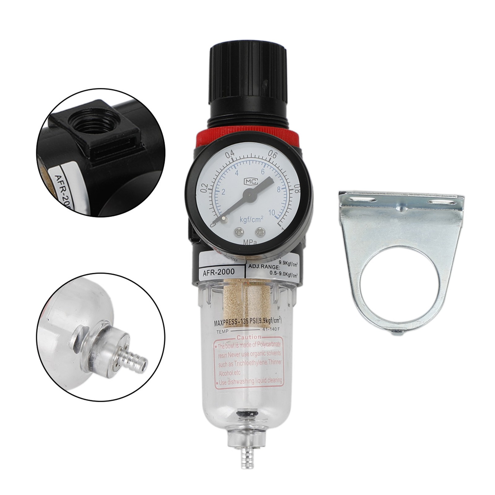AFR-2000 1/4" Air Compressor Filter Water Separator Trap Tools Regulator Gauge