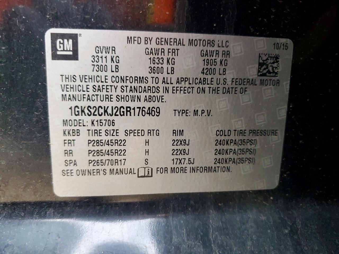 DASH WIRE HARNESS OEM 2016 GMC YUKON