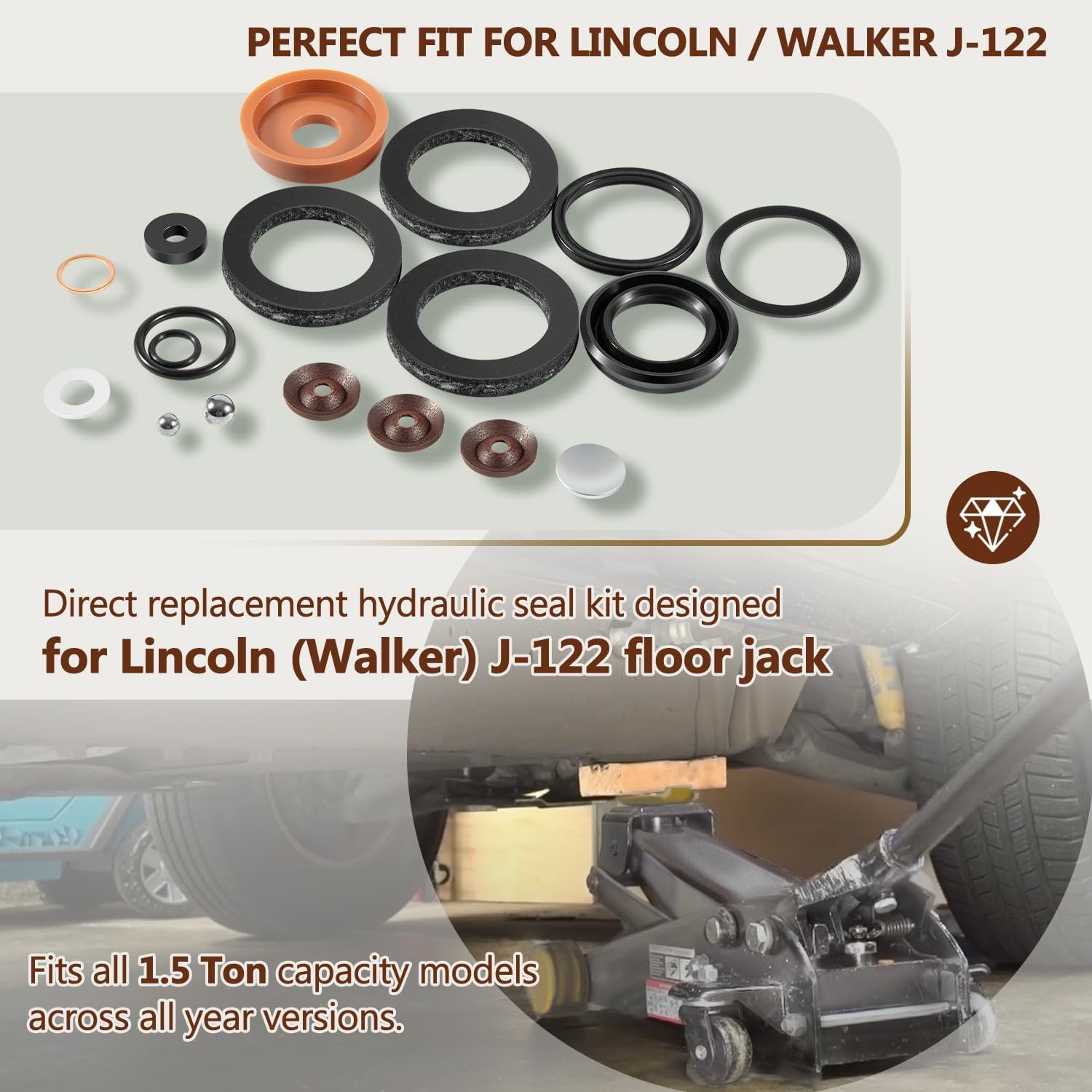 J-122 Hydraulic Seal Repair Kit for Lincoln Walker 1.5 Ton Floor Jack 18-Pack
