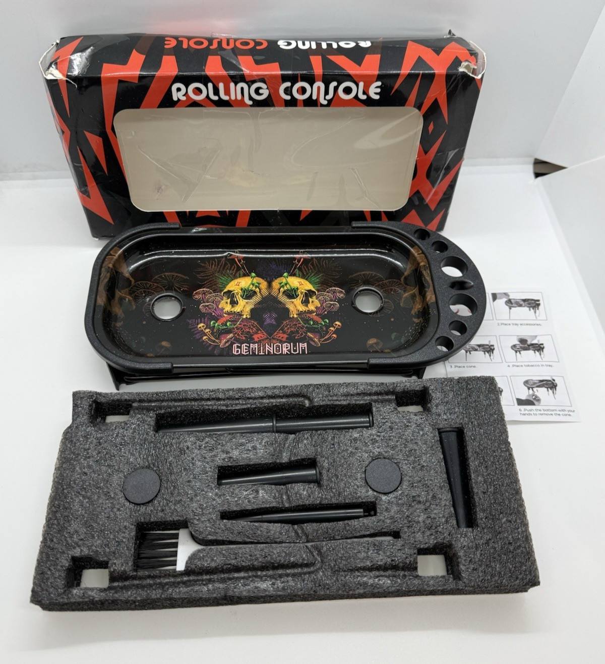 Tinplate Rolling Tray Cone Loader Set, Metal Foldable Stand Rolling Tray Console
