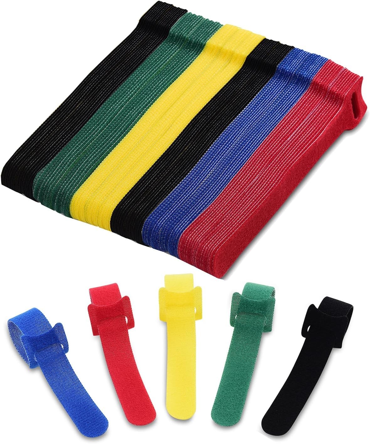 120 Pack Reusable Cable Ties 6 Inch - Adjustable Multi-Color Cord Ties & Cable S