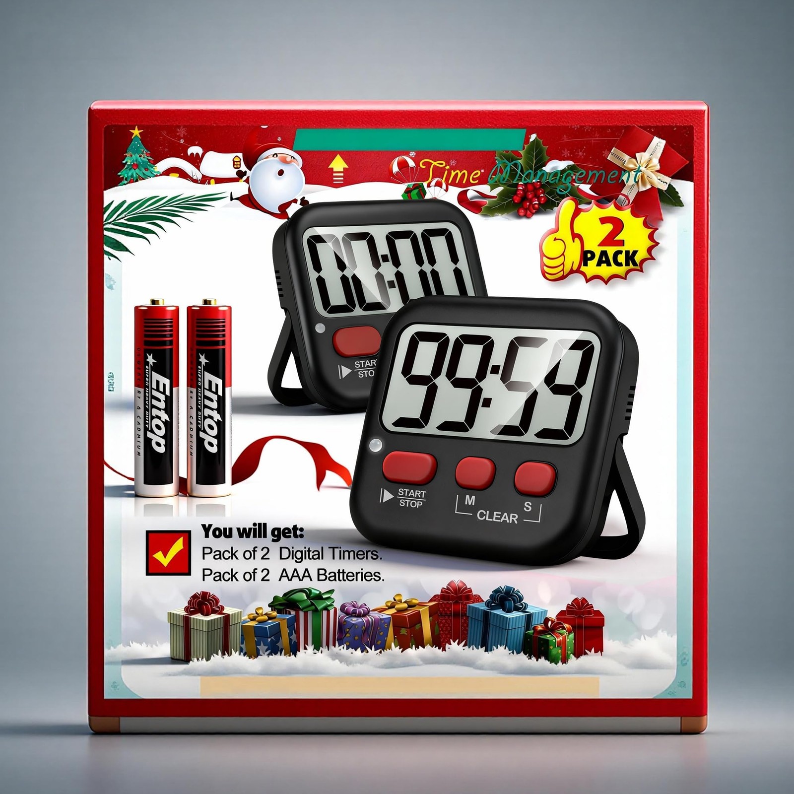 2 Pack Digital Magnetic Kitchen Timer for Kids Cooking Classroom