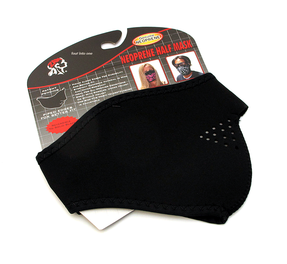 Zan Headgear Neoprene Half Face Mask • Black • Motorcycle Riding Gear