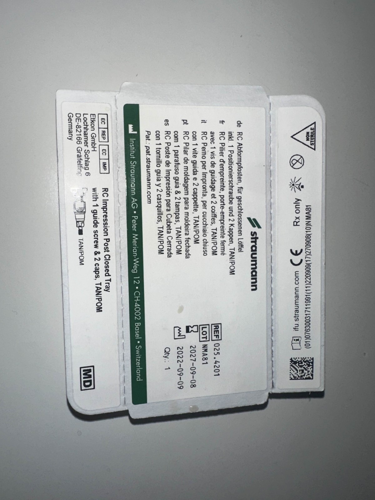 Straumann RC Impression Post Closed Tray OEM (original)