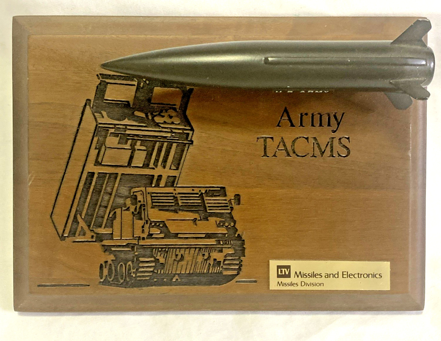 LTV Missiles and Electronics Army TACMS Plaque 7" x 5"