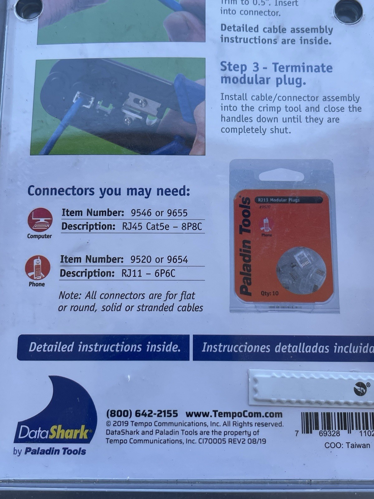 DataShark Modular Plug Crimper Cuts and Strips Data & phone Cable Model 70005