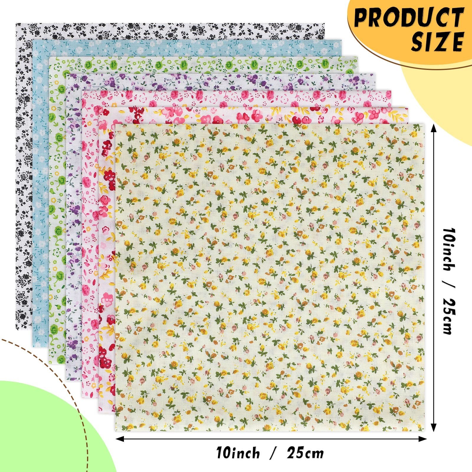 Macarrie 35 Pcs 100% Cotton Fabric Quilting Patchwork Fabric Fat Quarter for ...