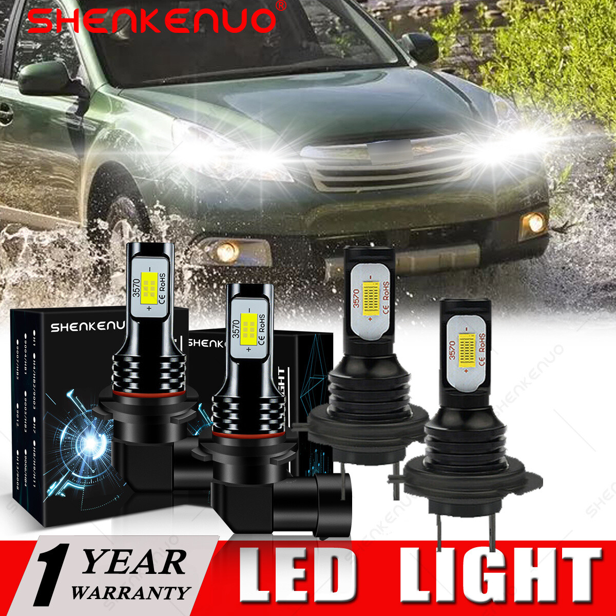 For Subaru Outback Legacy 2005-2013 2014 High/Low Beam LED Headlight Bulbs 6000K