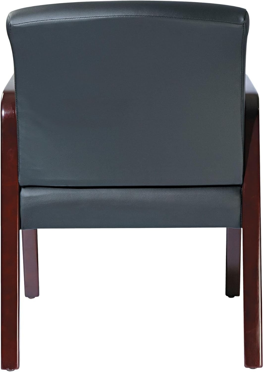 Reception Lounge Series Guest Chair Mahogany/Black Leather