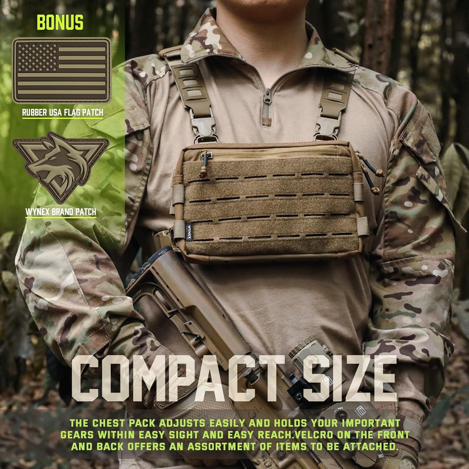 Coyote Brown Chest Rig Pack - Multiple Compartments