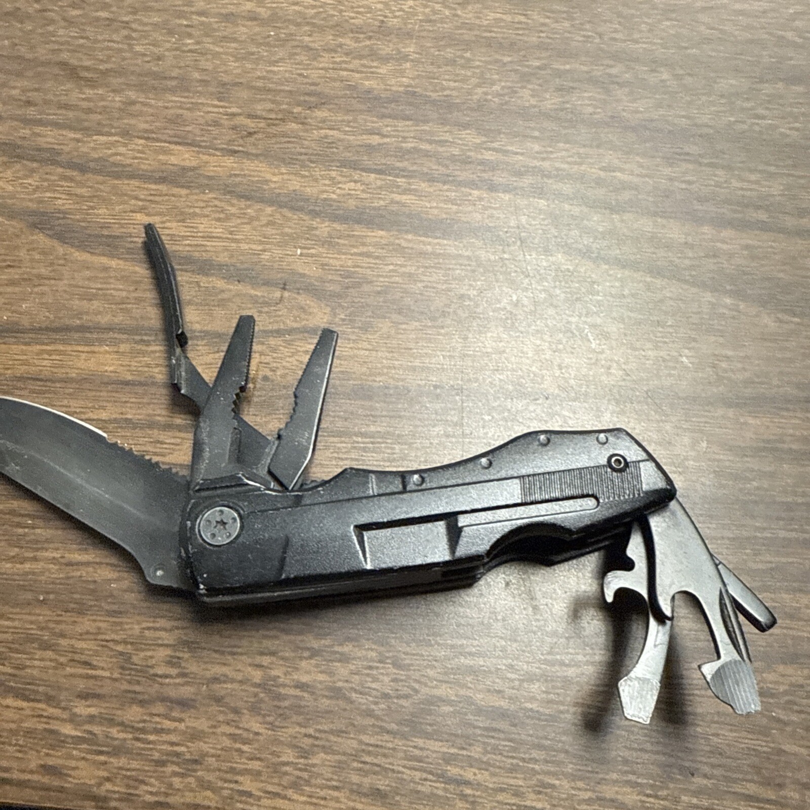 Kingmax Combination Folding Pocket Knife Multitool Black Pliers Bottle Opener