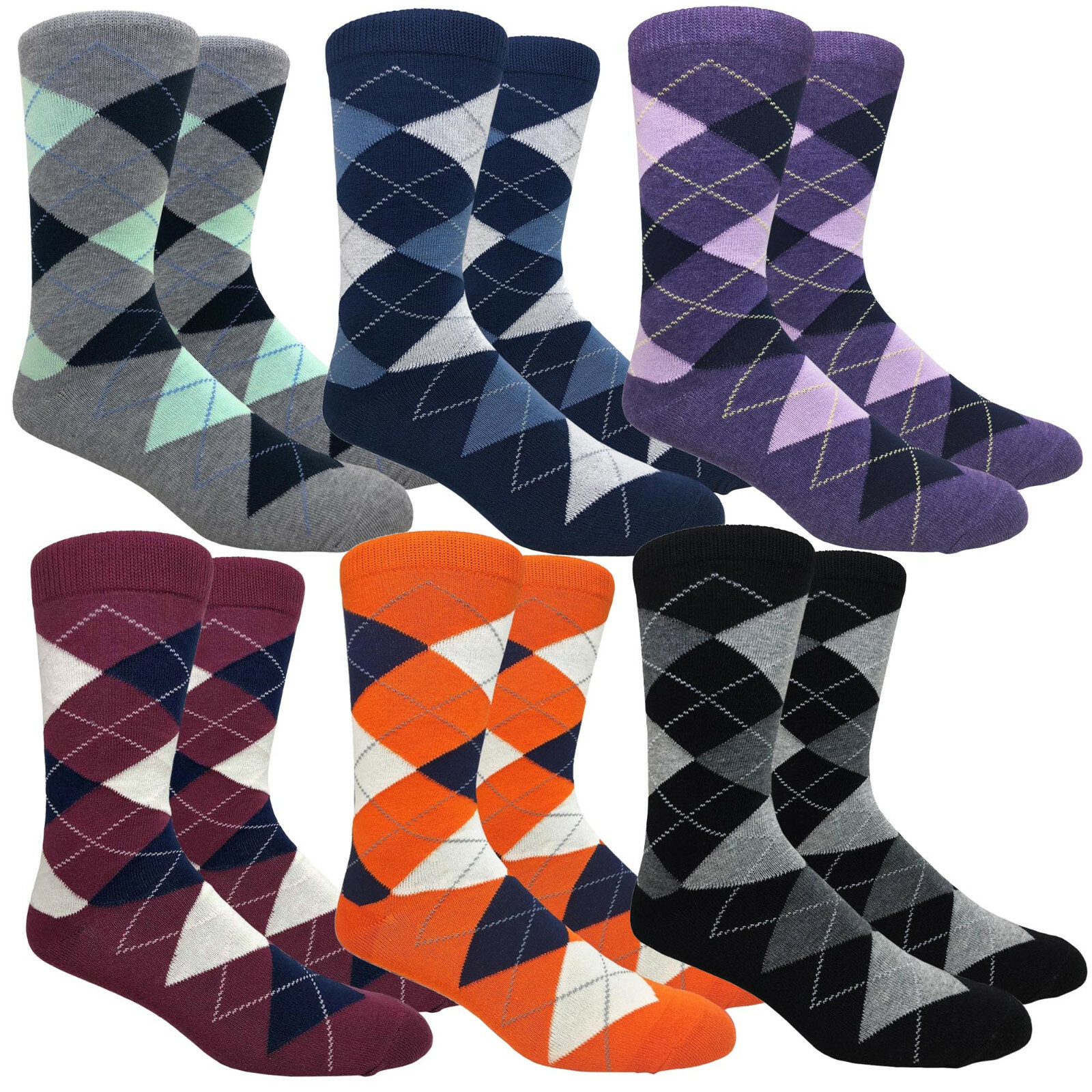 Men's Argyle Groomsmen Dress Crew Socks For Suit Mid Calf - Cute Funky Colorful