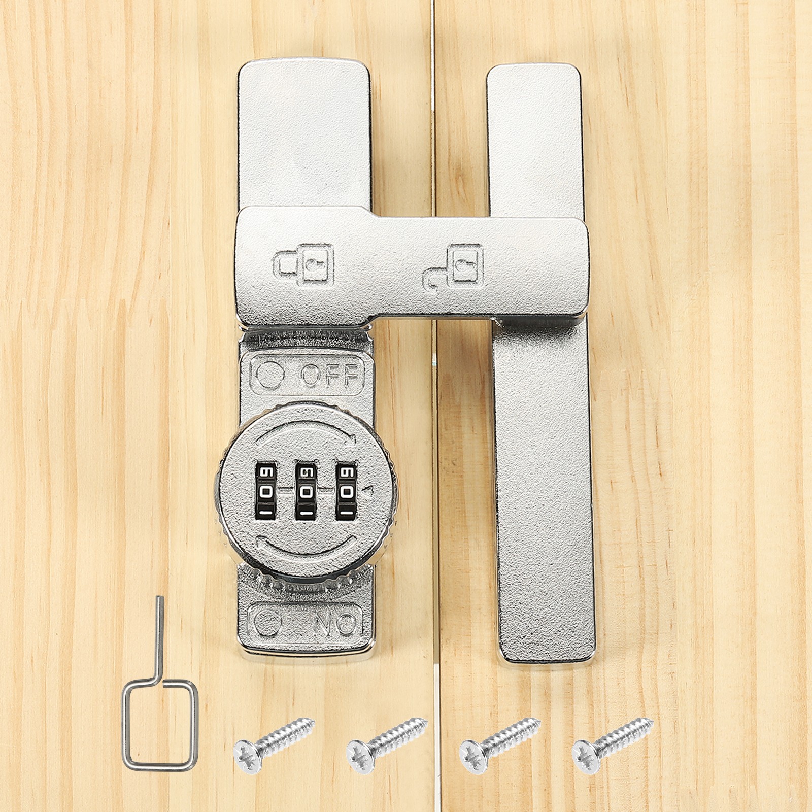 180 Degree Barn Door Lock Flip Sliding 3 Digit Password Lock, Silver