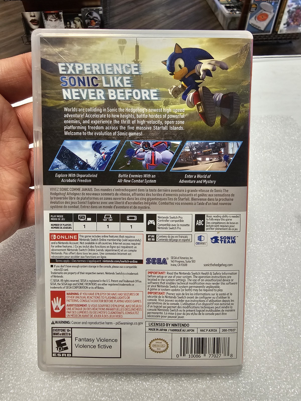 Authentic Replacement Case ONLY. Sonic Frontiers (Nintendo Switch) No Game!!