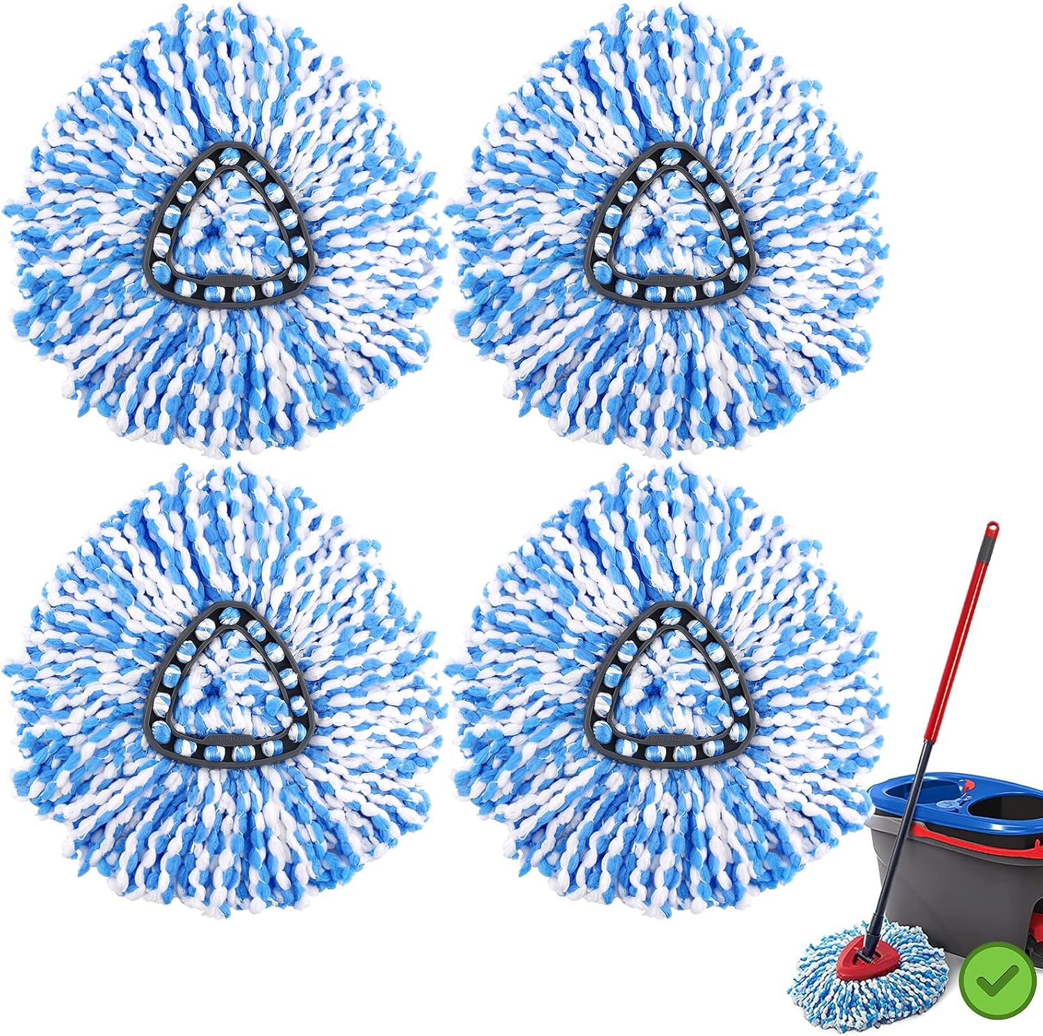 4x Replacement Microfiber Mop Head Wring Refill For O-Cedar RinseClean Spin Mop