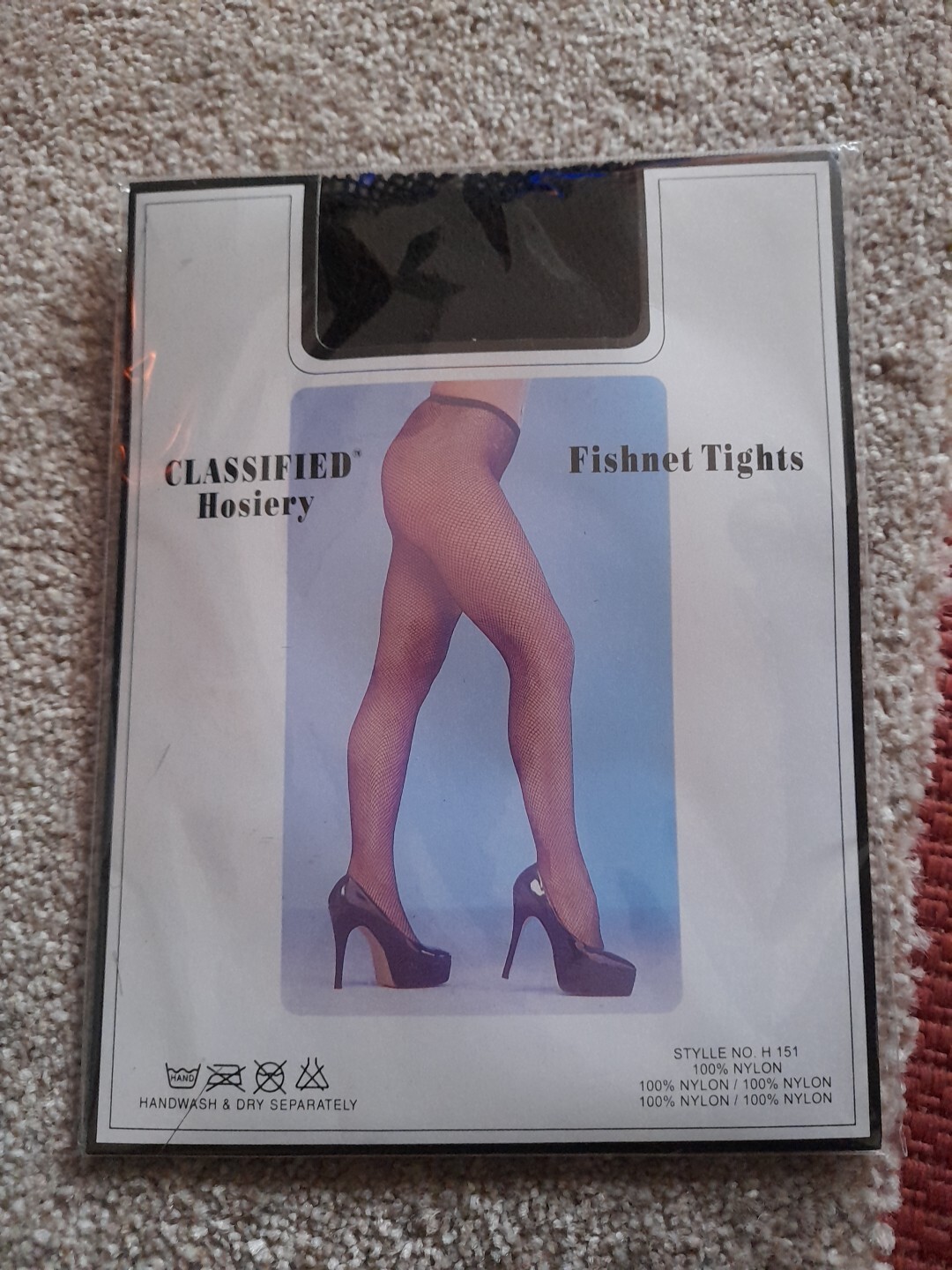 BLACK Fishnet Tights By Classified Hoisery Pantyhose Goth Burlesque One Size