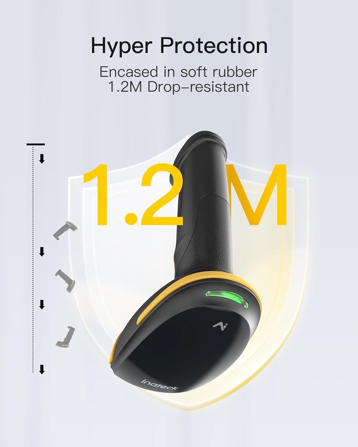 Inateck 2D Bluetooth Barcode Scanner AI Wireless QR Code W/ Smart Charging Base