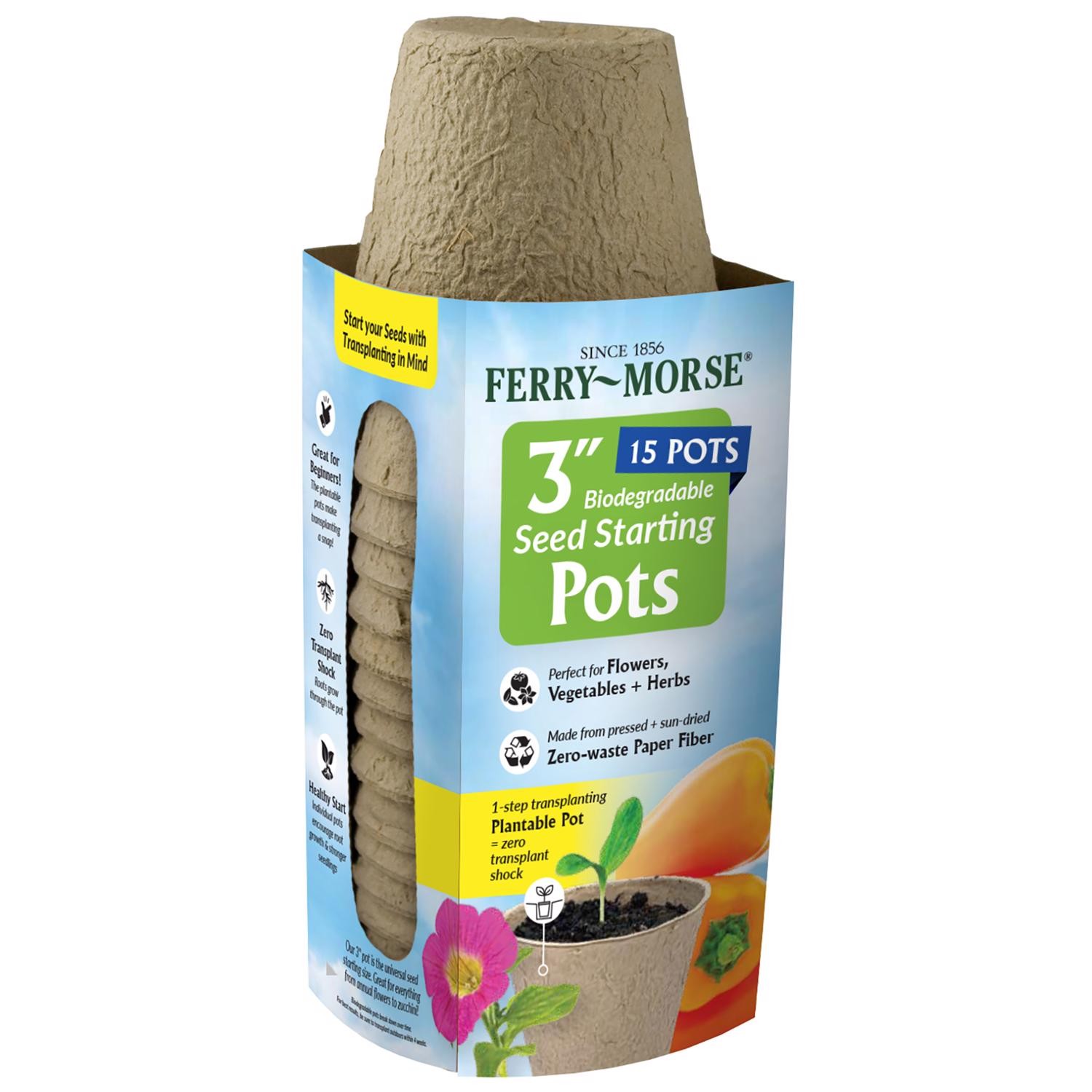 15 Pack 3-Inch Round Fiber Pots (Bonus Pack) # FR312B (Pk of 5)