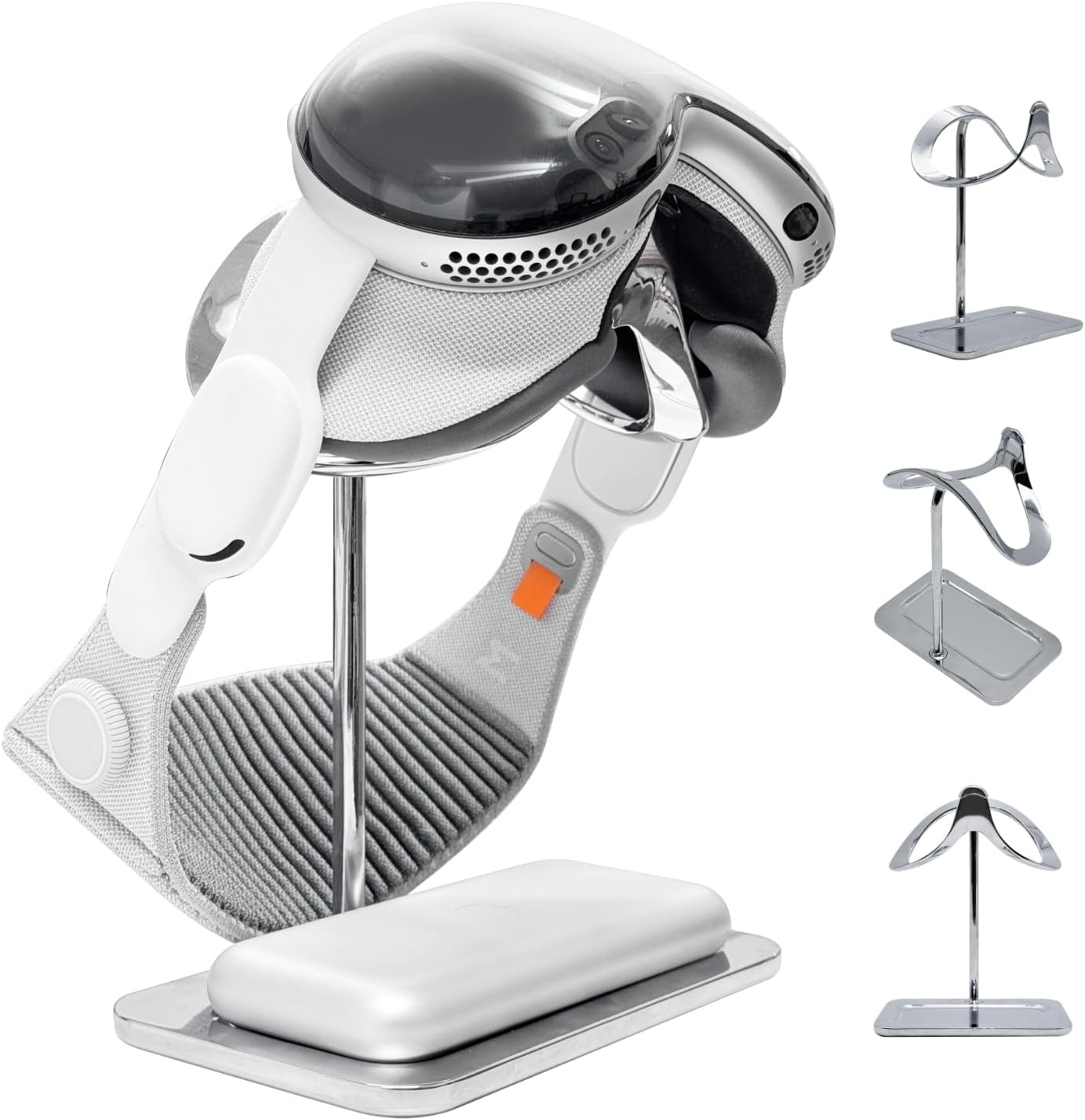 Macally Apple Vision Pro Stand with Battery Holder - Premium Heavy Duty Base for