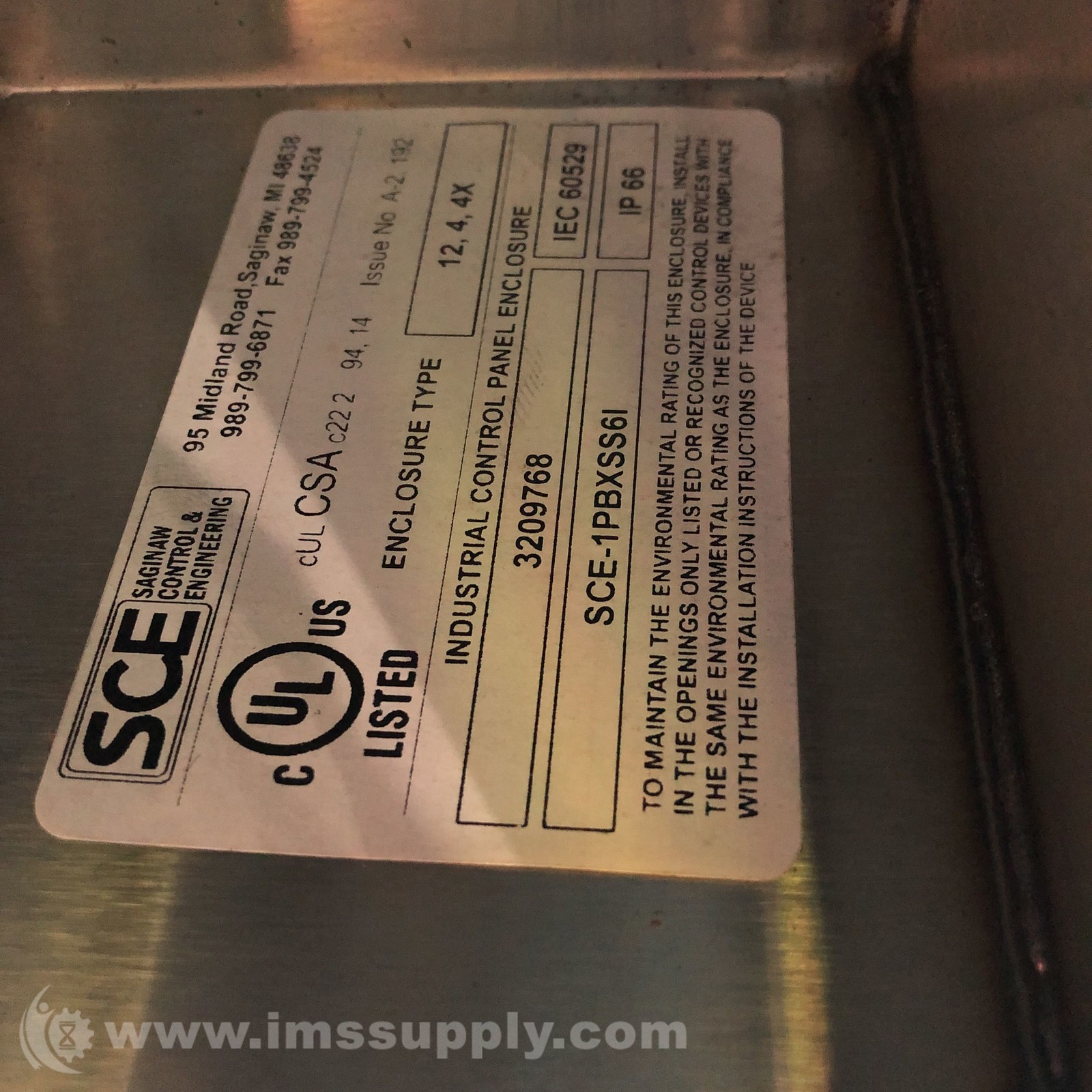 Saginaw Control and Engineering SCE-1PBXSS6I Pushbutton Enclosure 2692