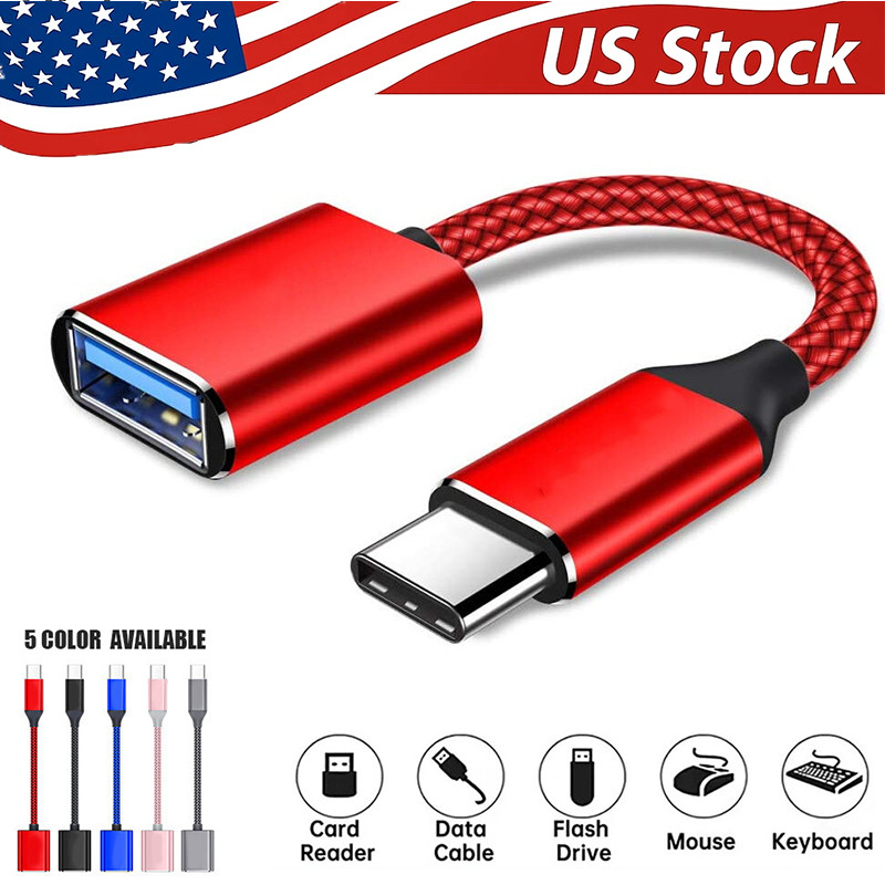 USB-C Type C Male to USB 3.0 Type A Female OTG Adapter Converter Cable Cord 3in