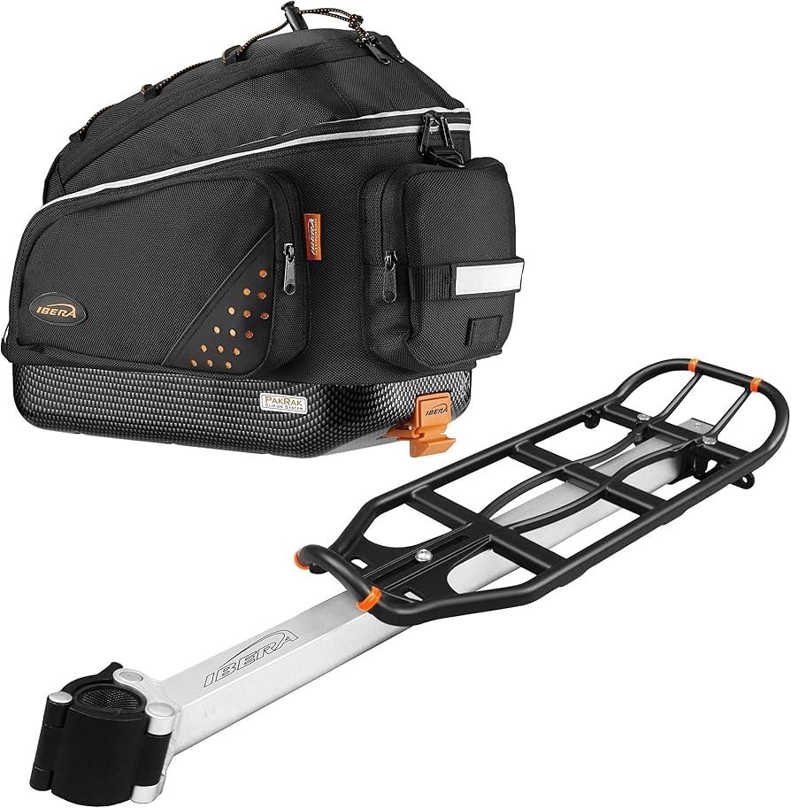Ibera Bicycle Seatpost-Mounted Commuter Carrier Trunk Bag Combo