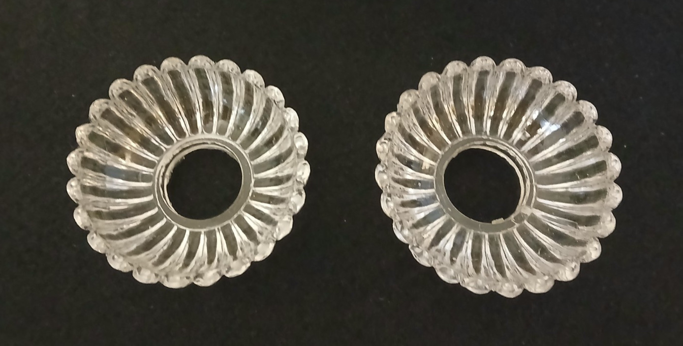 Vintage Crystal Chandelier Candle Cups Bobeches Replacement Parts Set of (2)