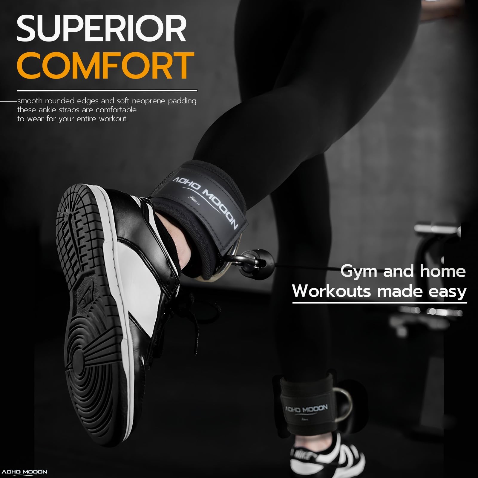 Aoho Mooon Pair Comfortable Adjustable Ankle Straps For Cable Machines Women