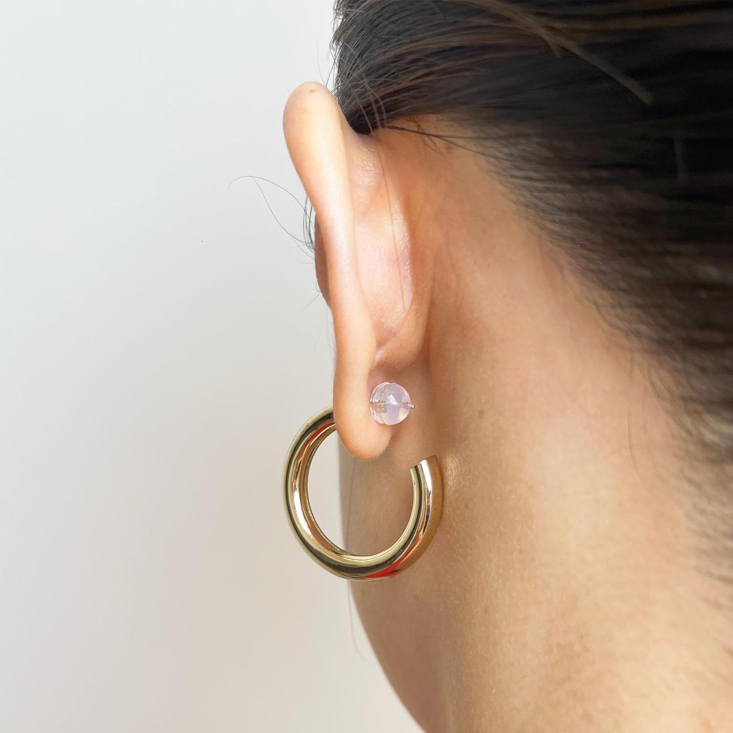 12-Piece White Gold Silicone Earring Backs - Hypoallergenic & Replacements