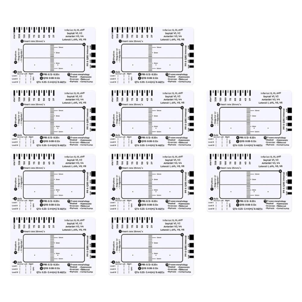 For ECG Interpretation Aid Pack of 10 Plastic Rulers with Clear Visibility