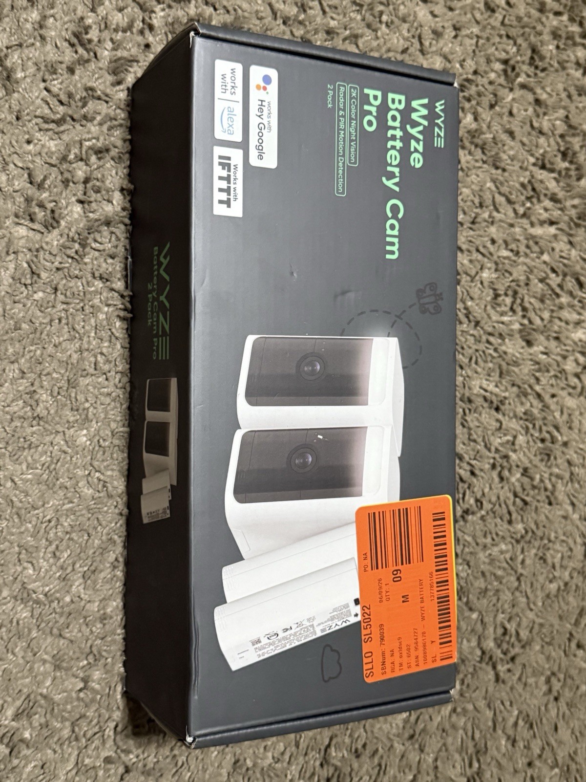 Wyze Battery Cam Pro 2 Pack WYZECOP-RB2PK Wireless 2k HD Color Night Spotlight