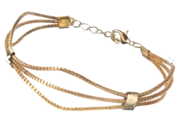 Art da Terra "Golden Grass" Eco-Brazilian 3-Row Bracelet, Earth Day