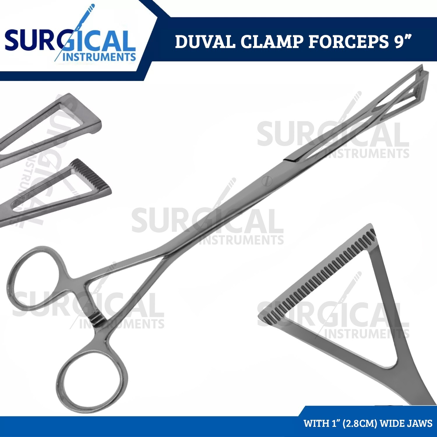 Collin Duval Lung Grasping Forceps 9" with 1" (2.8mm) Wide Jaws German Grade