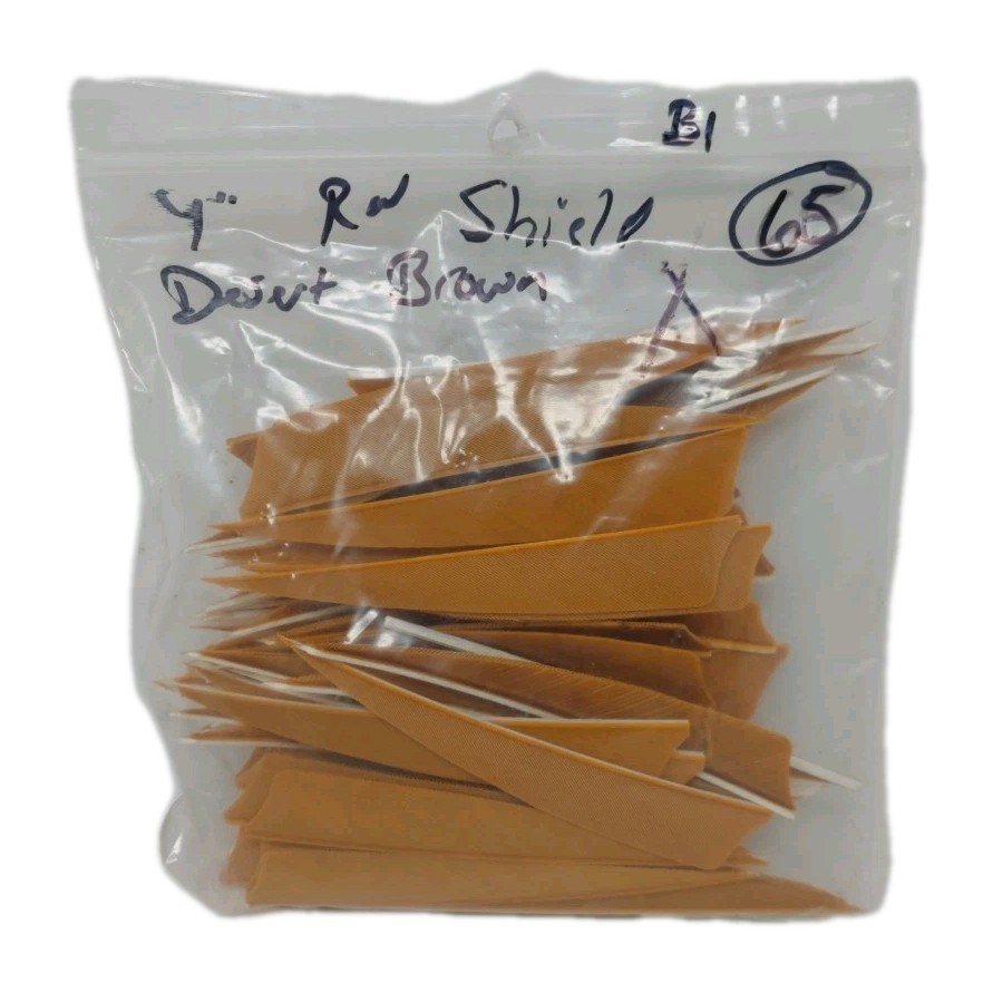 65 Count Archery Arrow Feathers 4" Right Wing Shield: Desert Brown