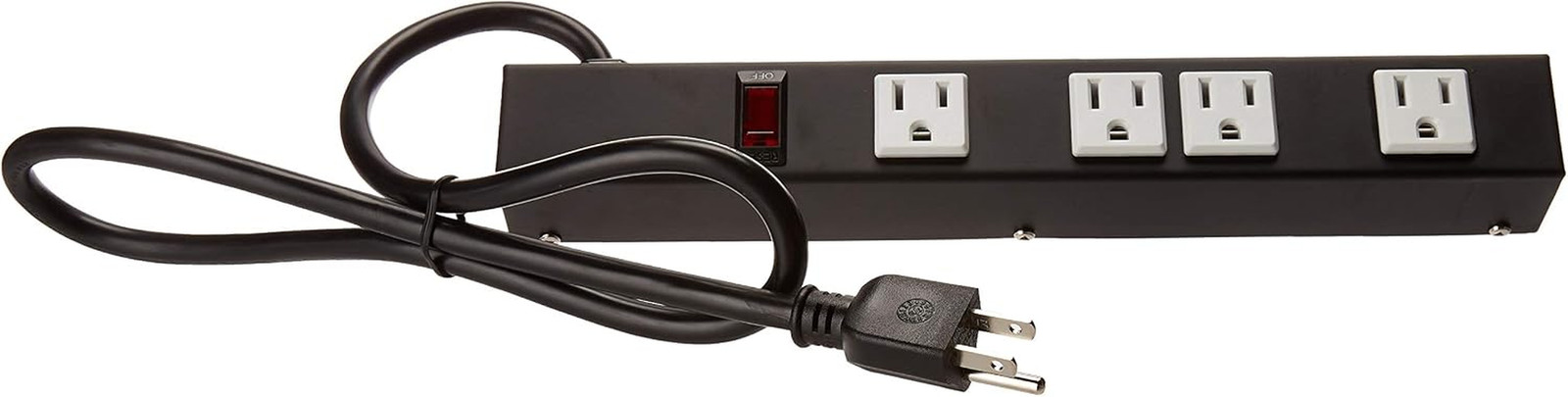 OT1043 Heavy Duty Metal Power Strip Surge Protector with Mounting Parts 4 Outlet