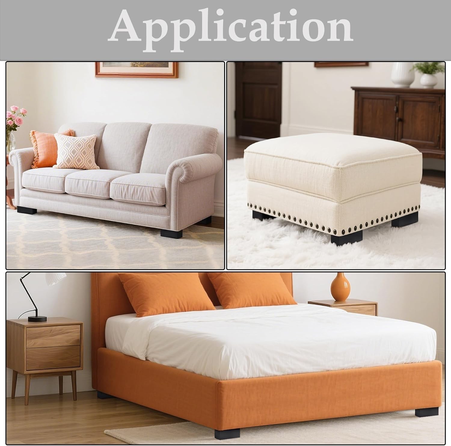 Wood Bed Risers Black 2 inch)