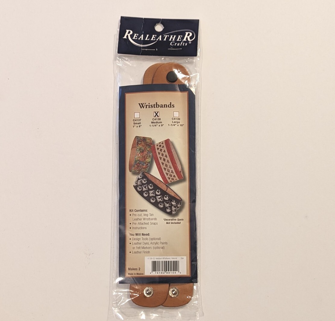 Silver Creek C4138 Real Leather Wristbands w/Snaps · 2 Pack · Med 1¼" x 9"