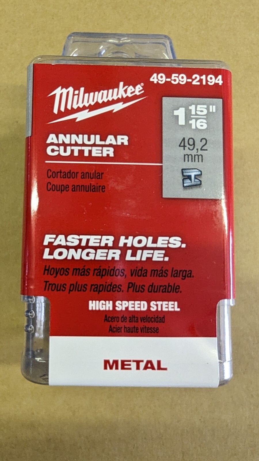 New Milwaukee 49-59-2194 Annular Cutter 1-15/16" X 2" HSS Made in Germany-Fr.Sh.