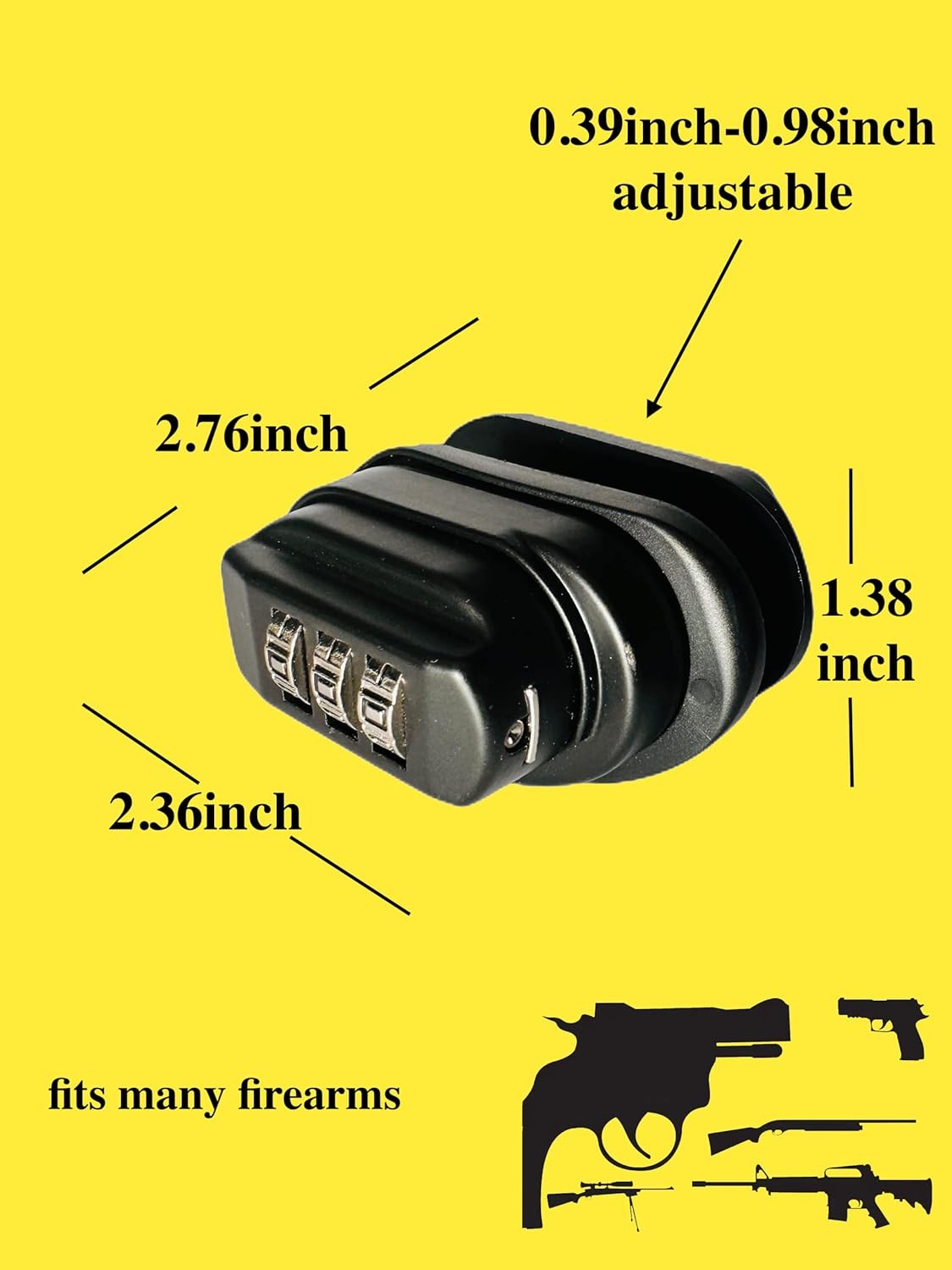 Gun Trigger Lock, 3 Digit Set Own Combination Lock Password- Universal Fits with