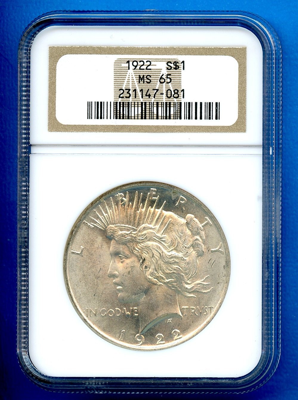1922 P NGC MS65 Peace Silver Dollar $1 US Mint Coin 1922-P MS-65 Blast White