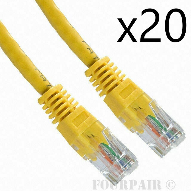 20 Pack Lot - 25ft CAT6 Ethernet Network LAN Router Patch Cable Cord Wire Yellow