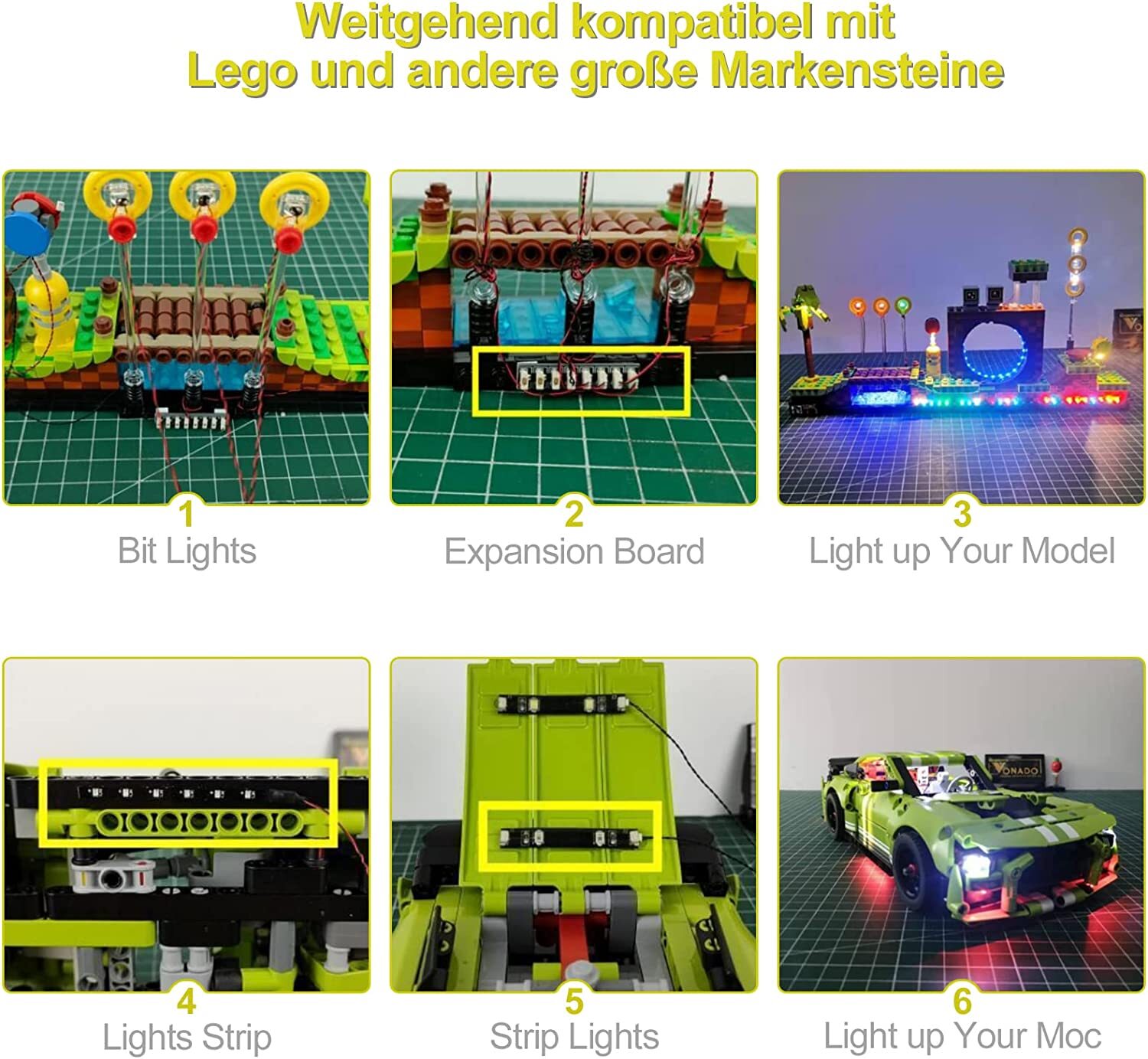 LocoLee Light Up Your Bricks for Lego LED Light Connection Cable Remote Control