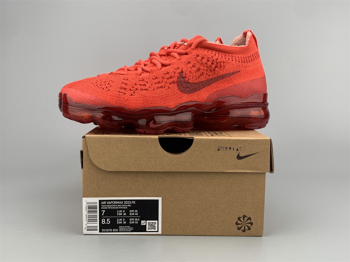 New Nike Air VaporMax 2023 Flyknit Men's Triple Red Comfortable Shoes